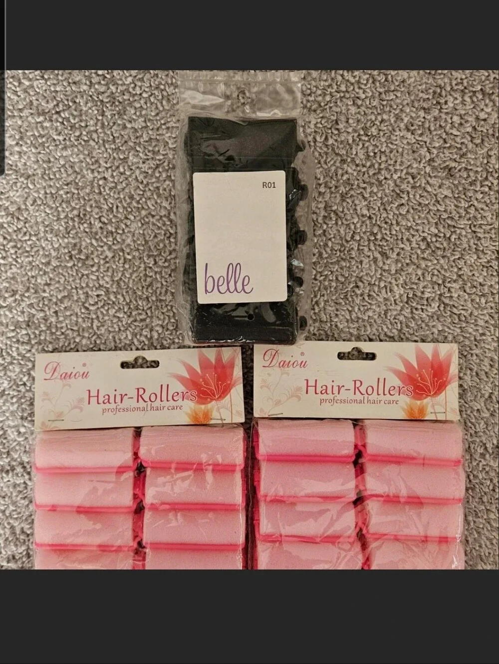 Belle Black Hair Rollers + Pink Foam Hair Rollers